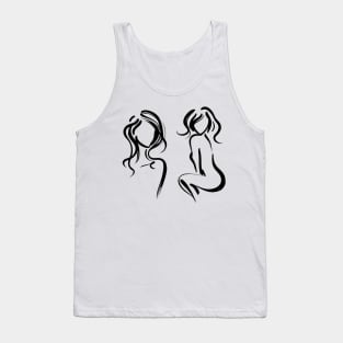 Stick figure woman in black ink Tank Top